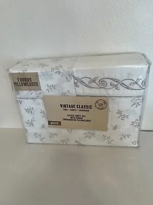  Vintage Classic   6 Piece Queen White Sheet Set - Brand New • $23.49