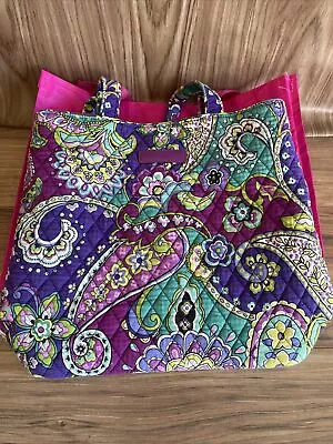 Vera Bradley Plum Crazy Womens Shoulder Bag Tote Bag Purple Colorful Purse • $13.99