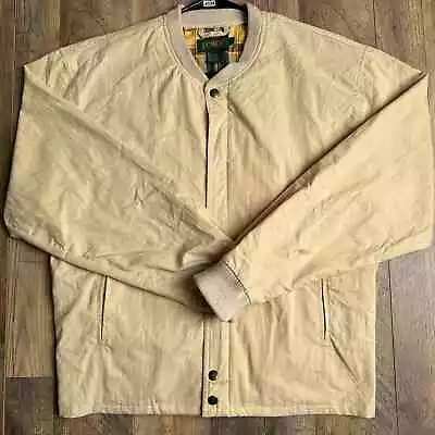 Vintage 90s Y2K J Crew Jacket Men's Size Small Beige Flannel Lined Oarsman 4134 • $49.99