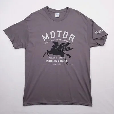 Mobil 1 Shirt Mens Large Gray Motor Oil Cars Trucks Nascar Synthetic Racing 40 • $15.99