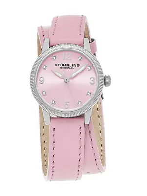 Stuhrling Original Women's Vogue Pink Swiss Quartz Crystals Wrap Watch 2894 • $221.25