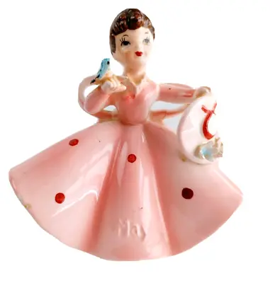 Vintage Lefton May Birthday Girl Figurine #1853May Approx 4.25 H - AS IS  #17677 • $19.24