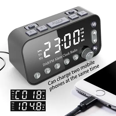 Bedside Digital Alarm LED Clock With Dual USB DAB/FM Radio Large Screen Dual AU • $32.28