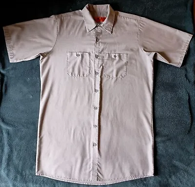 Red Kap Work Shirt 90s Workwear Garage Mechanic Vintage Button Down Gray  Mens L • $19.95