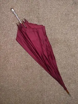 Antique Purple Wine Colour Canopy Umbrella With Repousse Silver Handle • £69