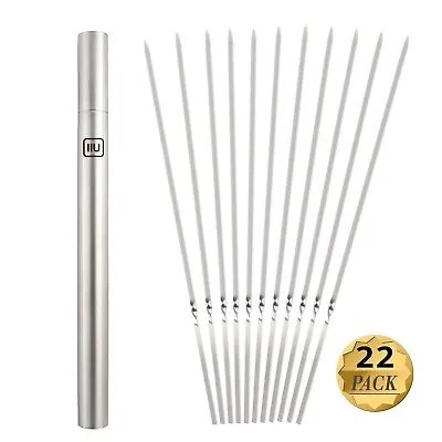 Metal Kabob Skewers 22Pcs 14  Stainless Steel Flat Skewers For Grilling BBQ New • $13.99