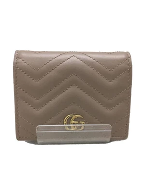 $418 • Buy Authentic Gucci Marmont Beige Leather Bi Fold Wallet