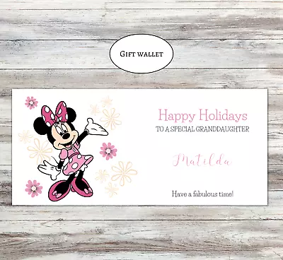 Personalised Disney Holiday Money/gift Wallet Minnie Mouse • £3.75