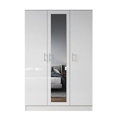 Bedroom Furniture Set Wardrobe Chest Of Drawer Bedside Cabinet White High Gloss • £248.98