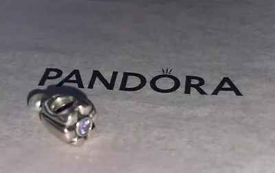 PANDORA SILVER Charm FLOWER DANGLE PEARL & LAVENDER CZ 790208LCZ 925 ALE • £15