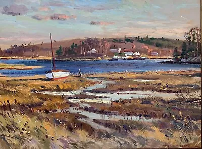 WAYNE MORRELL OIL PAINTING GOLDEN MARSHES 12” X 16” Signed NEWMAN GALLERIES • $699