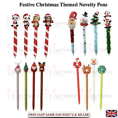 £3.95 • Buy Festive Christmas Xmas Themed Novelty Pen Santa Snowman Man Biro Party Bag 