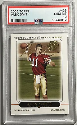 $1.25 • Buy Alex Smith Rookie PSA 10 2005 Topps Football 50th Anniversary #435 49ers