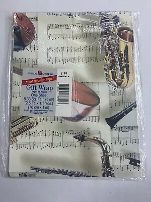 VTG American Greetings All Occasions Gift Wrap Paper Sheet Music Instruments-NIP • $7.50