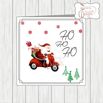 Scooter Santa Christmas Card Wife Husband Boyfriend Girlfriend Vespa Lambretta • £3.25