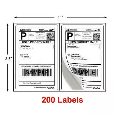 Half Sheet 200 Shipping Labels 8.5x5.5 Rounded Corner Self Adhesive 2 Per Sheet • $12.99
