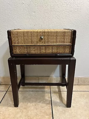 Vintage Tommy Bahama  Style Suitcase  Wood Brown Table • $199.99