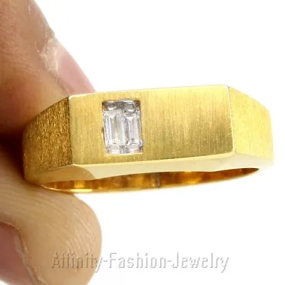 Emerald Cut Simulated Men's Engagement Ring In 14K Yellow Gold Plated • $510.85