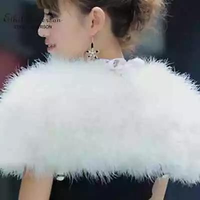 Ostrich Feather Fur Fluffy Wrap Dance Women Bridal Bride Wedding Marriage Bolero • $39.99