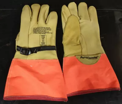 NEW Power Master Lineman High Voltage Leather Protector Gloves Size 11  5  Cuff • $10