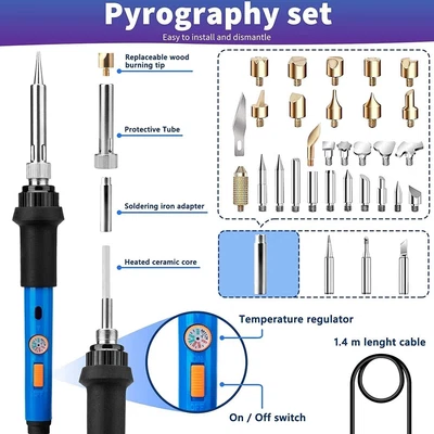 $18.98 • Buy 60W Electric Soldering Iron Welding Gun Tool Kit Wood Burning Pyrography Pen Kit