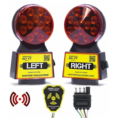 Wireless Trailer Tow Lights - Magnetic Mount 48ft Range 4 Pin Blade Connection • $99.99