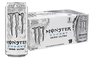 Monster Energy Zero Ultra Sugar Free Energy Drink 16 Ounce (Pack Of 15) • $34.99