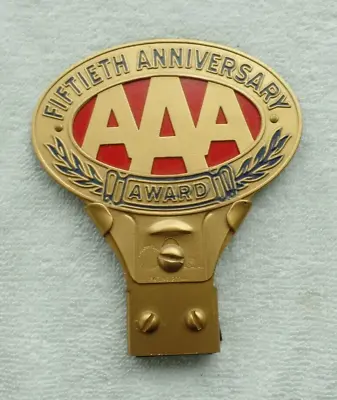 MINT Vintage License Plate TOPPER BADGE AAA FIFTIETH ANNIVERSARY AWARD • $169.99