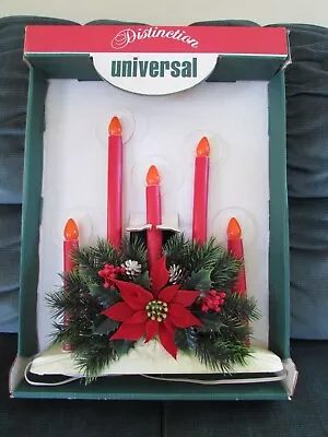 Vintage  5 Light C-7 Electric Christmas Window Red Candles W Halos In Orig Box • $149.99