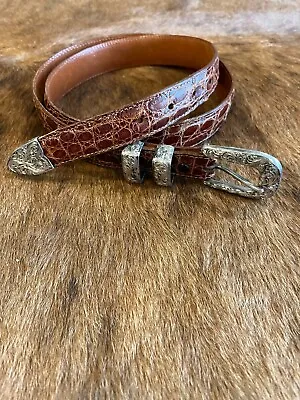 Vogt 1  Sterling Silver Ranger Set And Burgundy Genuine Crocodile Belt Size 40 • $500