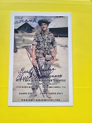 Charles Mawhinney Vietnam USMC Sniper 103 Kills Signed 4x6 Photo   Frank • $34.99