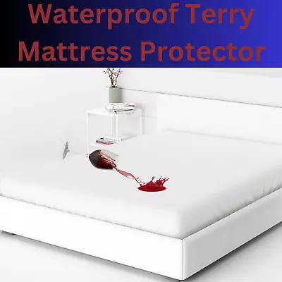 Waterproof Terry Mattress Protector Extra Deep Fitted Bed Sheet Cover Noiseless • £5.99