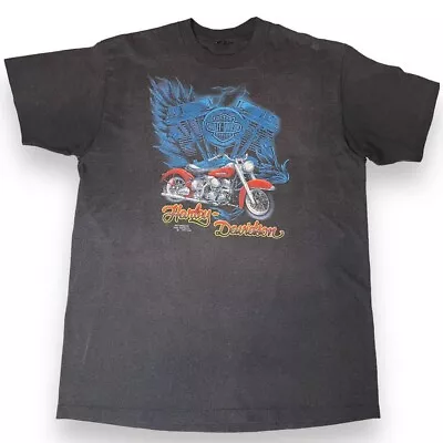 VTG 1991 3D Emblem Harley Davidson V-Twin Evo Soft Tail Heritage Panhead T Shirt • $115