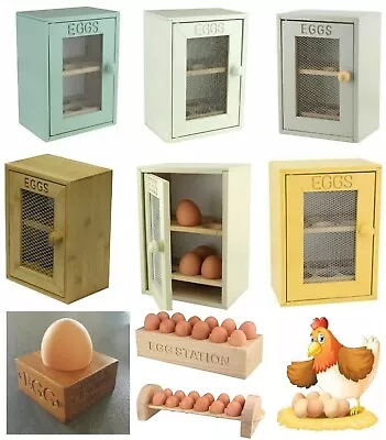 EGG HOLDER CUPBOARD CABINET KITCHEN STORAGE WOODEN EGG RACK 2 TIER 12 EGGs BOX • £4.95