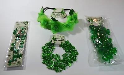 4 Piece St Patricks Day Party Pack Flower Headband And Light Up Necklaces • $15.72