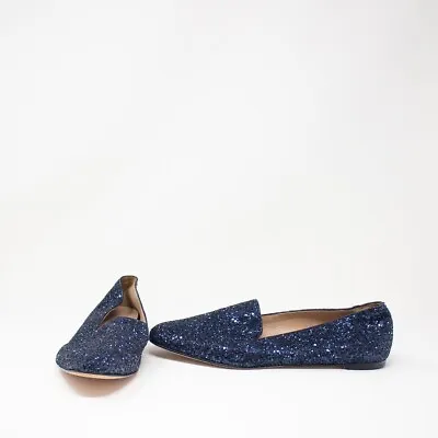 NEW J. Crew Darby Glitter Sparkle Embellished Flat Slip On Loafers Shoes Blue • $42.50