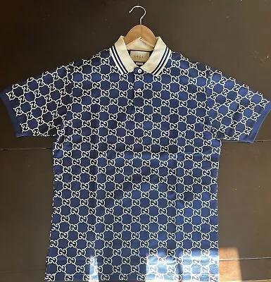 Mens Size M Medium Blue/Tan Designer Polo Shirt Cotton • $149