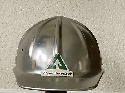 RARE Vintage Aluminum Hard Hat Weyerhaeuser Timber Co. • $39.90