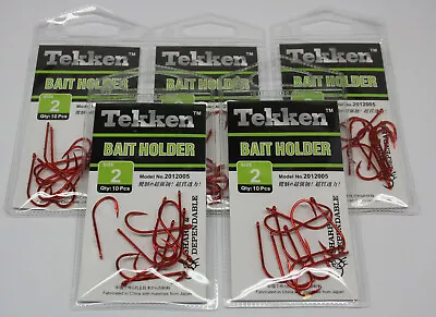 Tekken Bait Holder Fishing Hooks X5 Packs Size #2 Chemically Sharpened BKK • $24.95