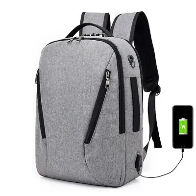Rucksack With 14  Laptop Compartment And Anti-theft Lock (grey) • £12.95