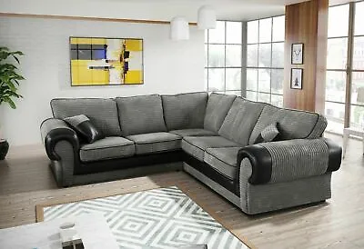 £580 • Buy Kingsize Corner Sofa Fabric Grey Black Brown Mocha Soft Original Milan Suite Set