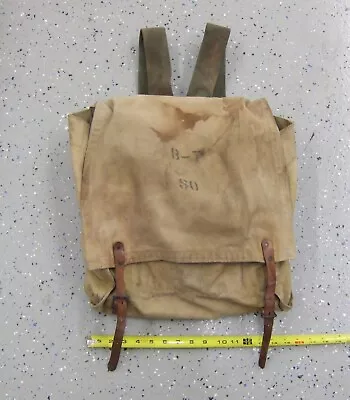 Vintage Military Army Canvas Leather Rucksack Back Pack • $49