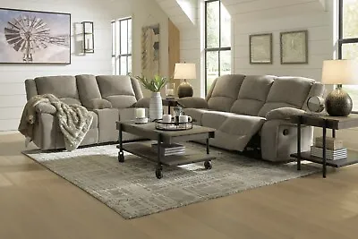 $1295 • Buy Ashley Furniture Draycoll Pewter Reclining Sofa And Loveseat Living Room 