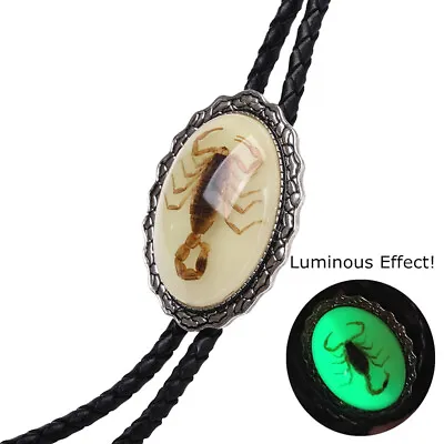 Luminous Real Scorpion Western Cowboy Mens BOLO Tie Slide Clip Wedding Necklace • $21.69