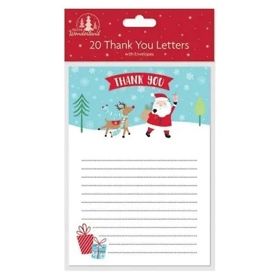 £1.25 • Buy 20 Thank You Notes Letters With Envelopes Santa Christmas Kids Cards Blank New