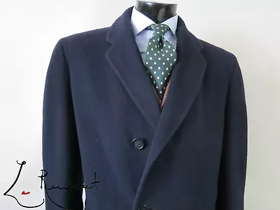 Rare VTG Union Made Hart Schaffner & Marx Vicuna Blend Navy Blue Overcoat 44 R • $1029