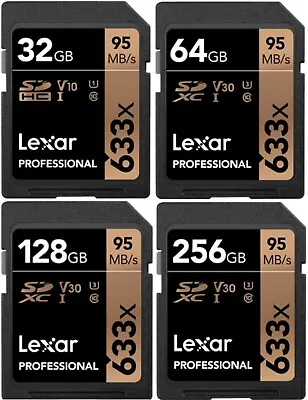 £8.97 • Buy Lexar Professional 32/64/128/256GB SD SDXC Memory Card 633X, U3, V30, 95MB/s