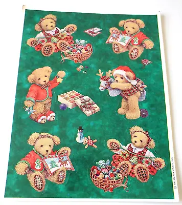 Vintage Sticker Sheet Hallmark Christmas Bears Teddy Bears Holiday Decorations • $2.50