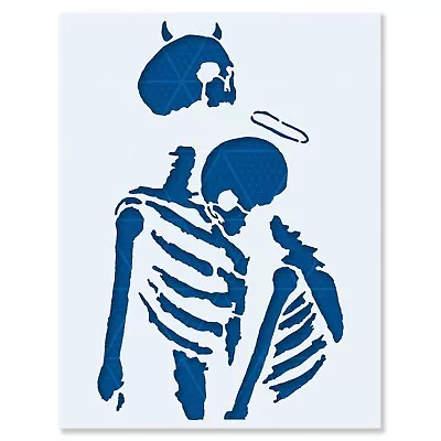 Skeleton Lovers Stencil - Reusable Durable 10 Mil -  Skull Dark - MADE IN USA • $26.99