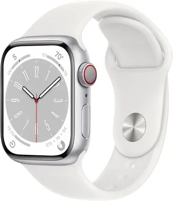 Apple Watch Series 8 GPS + LTE W/ 41MM Silver Aluminum Case & White Sport Band • $312.95